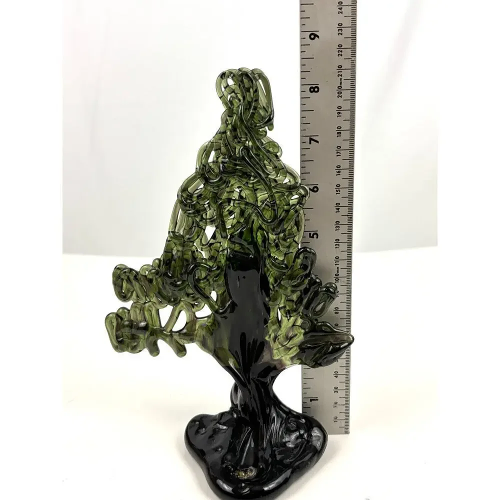 VTG Green 24% Lead Crystal Christmas Tree Peter Kaspar Art Glass‎ Unique Rare